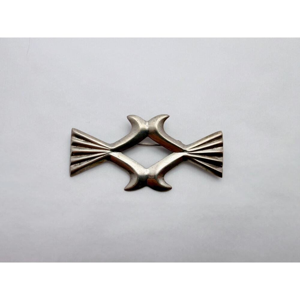 Vintage 50s Mexican Modernist Sterling Silver Abstract Brooch Taxco School